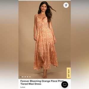 Lulu’s, pink/orange/coral, floral maxi dress. Size: XS